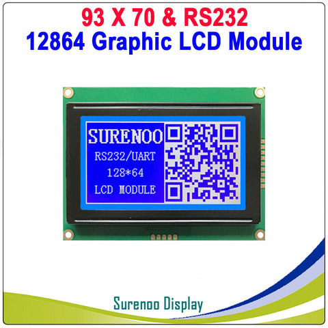 93X70MM Graphic Matrix CMOS TTL RS232 12864 128*64 LCD Module Display Screen Build-in GB2312 ASCII Font ABS Frame ► Photo 1/1