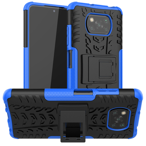 For Xiaomi Poco X3 Case Cover Anti-knock Bumper Heavy Duty Armor Stand Back Cover Poco X3 NFC Silicone Phone Case Poco X3 NFC ► Photo 1/6