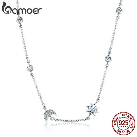 11.11 Sales 925 Sterling Silver Sparkling Moon and Star Exquisite Pendant Necklaces for Women 925 Silver Jewelry Gift SCN272 ► Photo 1/6