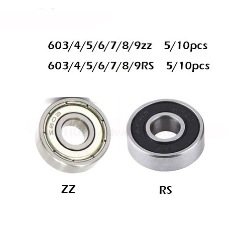 Free Shipping High Quality 5/10 Pcs 603zz 604zz 605zz rs 606zz rs 607zz rs 608zz rs 609zz Miniature Deep Groove Ball Bearings ► Photo 1/6