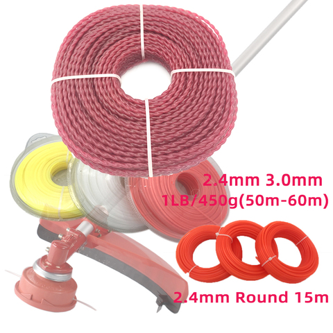 2.4mm & 3.0mm Trimmer Brushcutter Head Saw Line For 20cc 23cc 25cc 30cc 35cc Grass Strimmer Universal Nylon Rope Random Color ► Photo 1/6