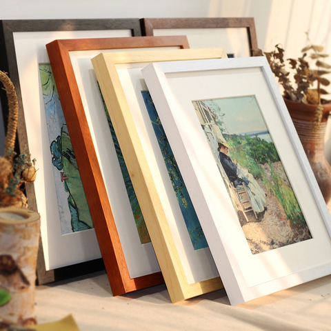 Black White Wood Color Picture Photo Frame A4 A3 Wooden Frame Nature Solid Wall Mounting Hardware Included Without Cardboard ► Photo 1/6