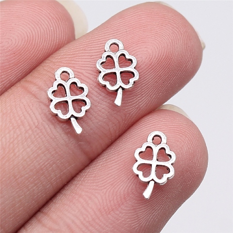 WYSIWYG 100pcs 10x6mm Antique Silver Color Four Leaf Clover Charms Pendant For Jewelry Making DIY Jewelry Findings ► Photo 1/2