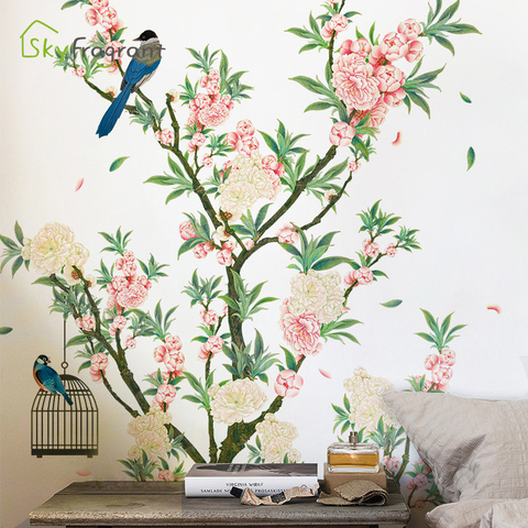 Creative flowers and birds wall sticker self-adhesive home wall decor bedroom living room decoration house decoration stickers ► Photo 1/6