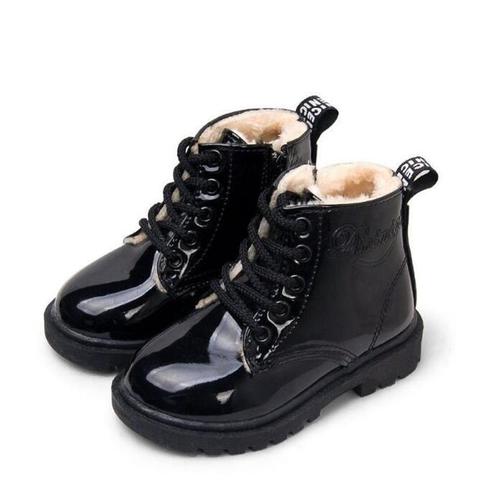 KIDS SHOES Rubber Boots Children Patent Leather Botas Boys Girls Waterproof Plush Snow Boots Toddler Sneakers Boots ► Photo 1/6