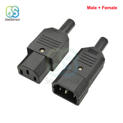 1set Female+Male Plug IEC Straight Cable Plug Connector C13 C14 Rewirable Power Connector 3 pin AC Socket 10A 250V ► Photo 1/6
