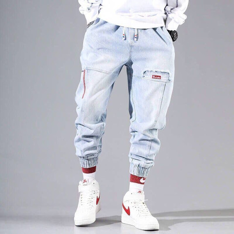 Streetwear Hip Hop Cargo Pants Men's jeans Cargo Pants Elastic Harun pants Joggers Pants In Autumn and Winter ► Photo 1/6