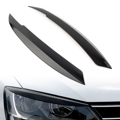 For VW Jetta MK6 Car Headlight Eyelid Eyebrow Trim Cover 2010 2011 2012 2013 2014 2015 2016 2017 2022 Glossy Black ABS Plastic ► Photo 1/6