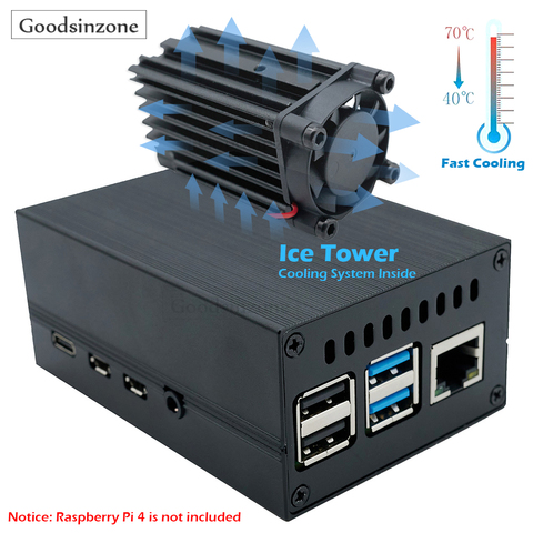 Raspberry Pi 4 Aluminum Case Mini ICE Tower Cooling System with 25mm Quiet Cooling Fan + Heatsink Kit for Raspberry Pi 4 model B ► Photo 1/6