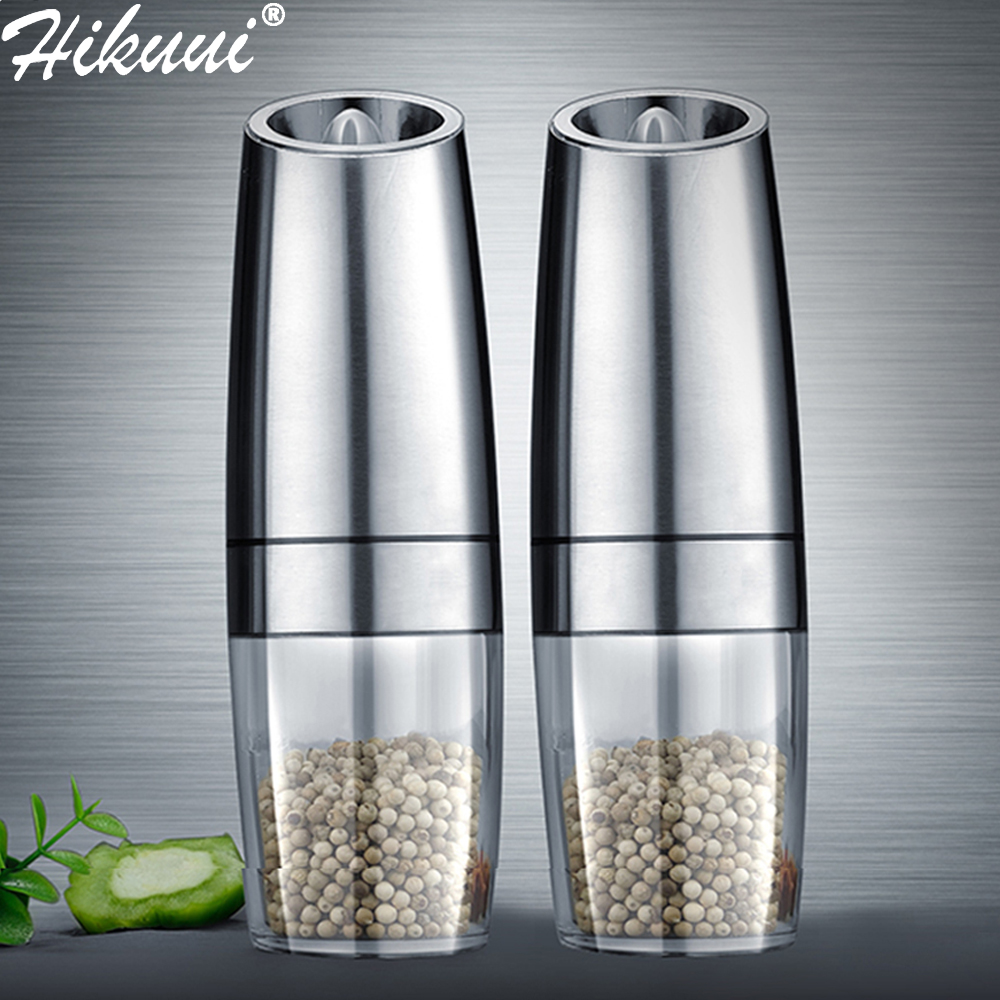 Buyyes Set Electric Pepper Mill Stainless Steel Automatic Gravity Induction  Salt and Pepper Grinder Kitchen Spice Grinder Tools - AliExpress