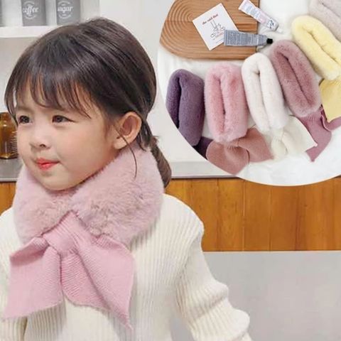 Korean Version Autumn Winter Children's Scarf New Baby Cute Cold-Proof Collar Plush Warmth Cute All-match Solid Knitted Bib  D15 ► Photo 1/6
