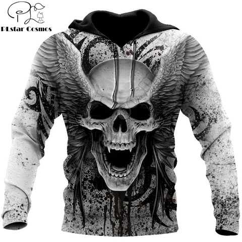 Crazy Skull With Angel Wings 3D All Over Printed Unisex Deluxe Hoodie Men Sweatshirt Zip Pullover Casual Jacket Tracksuit DW0280 ► Photo 1/6