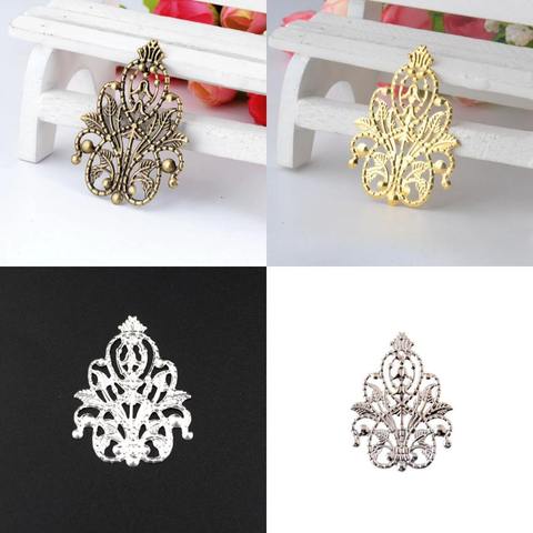 20Pcs Bronze/Copper/Gold/Silver Filigree Wraps Flower Connectors Metal Crafts Gift Decoration DIY Findings 4.8x3.5cm ► Photo 1/4