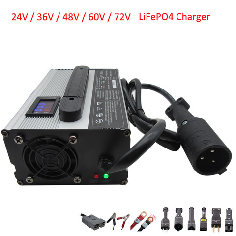 900W 24V 36V 48V 60V 72V LiFePO4 Battery Charger 29.2V 25A 43.8V 20A 58.4V 15A 73V 12A 87.6V 10A Golf Cart Forklift EZGO Charger ► Photo 1/1