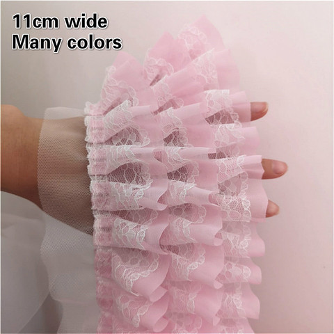 Trend Many Colors Three-layer Chiffon Mesh Tulle Lace Trim Fabric DIY Doll Skirt Cuffs Curtain Edge Sewing Accessories Material ► Photo 1/6