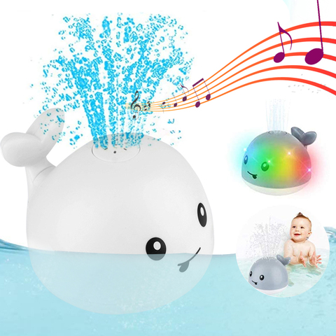 Baby Bath Toys Spray Water Whale LED Light Up Bath Toys for Kids Electric Whale Induction Water Spay Ball Bathroom Bathtub Toys ► Photo 1/6