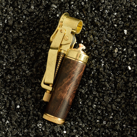 Red Wood With Brass Fuel Kerosene Cigarette Lighter Copper Gasoline Vintage Style Oil Refillable Grinding Wheels Fire Lighter ► Photo 1/6