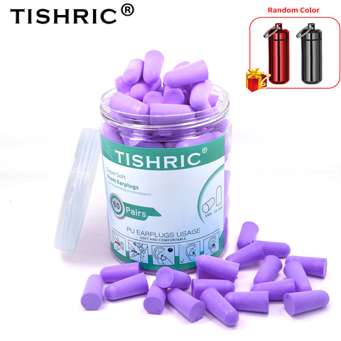 TISHRIC 30/60 pairs Sleeping Ear plugs Noise Cancelling 35.5db Soft Foam EarPlugs Anti-nois Sound Insulation Ear Protection ► Photo 1/6