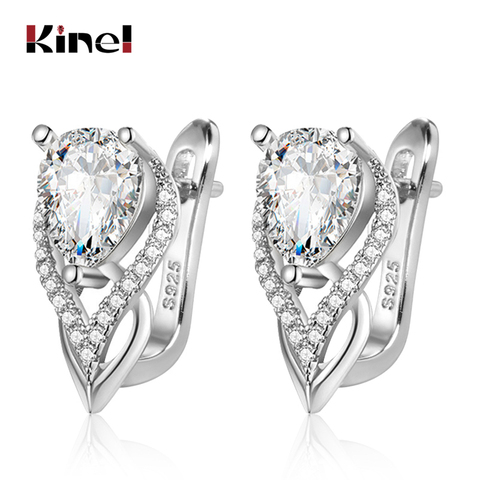 Kinel Classic Fashion Drop Earrings For Women Silver Color Dating Party Shiny Round CZ Small Female Jewelry Christmas Gift ► Photo 1/6