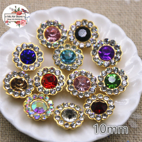 50pcs 10mm multicolor shiny rhinestones round flower Buttons Home Garden Crafts Cabochon Scrapbooking DIY Accessories ► Photo 1/6