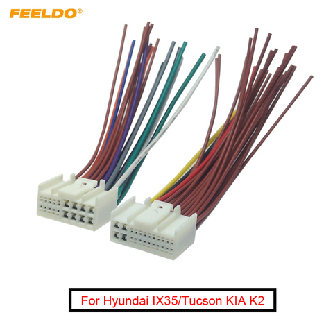 FEELDO 24pin+18pin Car Audio Radio ISO Power Cable Adapter For Hyundai IX35/Tucson KIA K2/K3/K5/Sportage R Power Wire Harness ► Photo 1/5