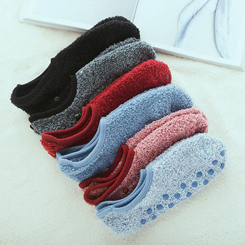 1Pairs Floor Boat Socks for Women Men Winter Warm Cotton Plush Breathable Non-Slip Socks Solid Short Socks Slippers Indoor ► Photo 1/6