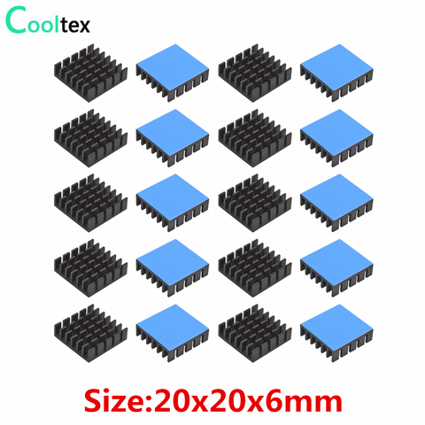 20pcs Aluminum Heatsink 20x20x6mm Radiator Cooler Cooling  for Electronic Chip IC With Thermal Conductive Double sided Tape ► Photo 1/6