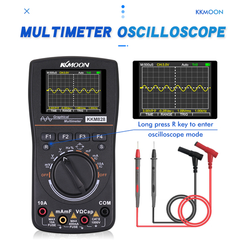 KKmoon kkm828 High Definition Intelligent Graphical Digital Oscilloscope Multimeter 2 in 1 2.4 Inche Color Screen 1MHz Bandwidth ► Photo 1/6