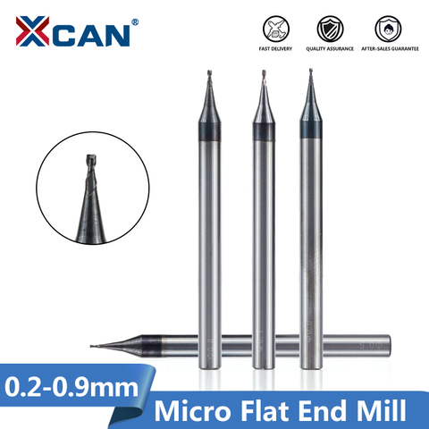 XCAN 1pc 0.2-0.9mm TiAIN Micro Flat End Mill 4mm Shank 4 Flute Milling Cutter HRC 55 Mirco Carbide CNC Engraving Bit Router Bit ► Photo 1/6