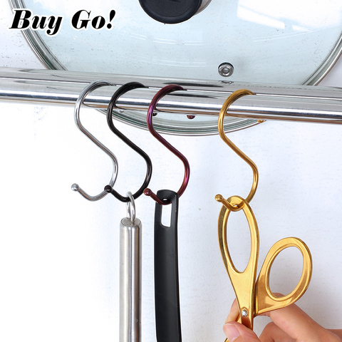 8PCS/Set Stainless Steel Household Hooks Set for Hanging S Shape Hanger Practical Storage Holder for Kitchen Cabinet Office Home ► Photo 1/6