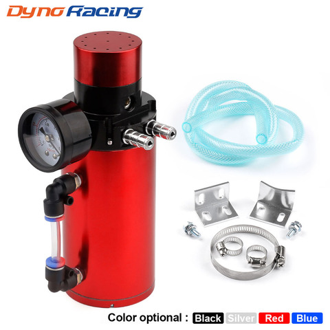 Aluminum Engine Oil Catch Reservoir Breather Tank Can+Vacuum Pressure Gauge Oil Catch Tank Oil Catch Can BX100770 ► Photo 1/6