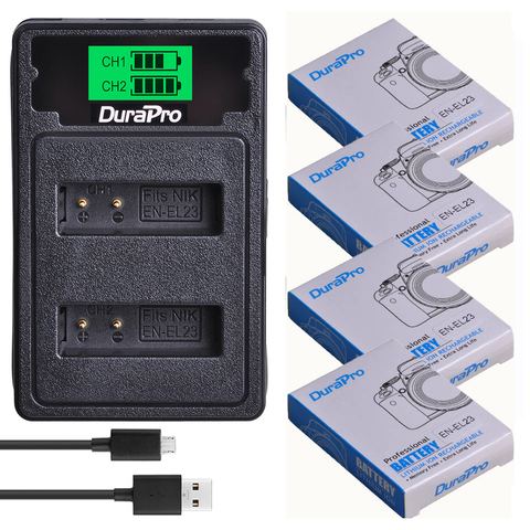 DuraPro 1850mAh EN-EL23 Li-ion Battery +LCD USB Charger with Type C Port for Nikon COOLPIX P900,P610,P600,B700,S810c Camera ► Photo 1/6