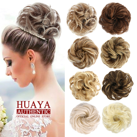 HUAYA Curly Chignon Elastic Hair Synthetic Messy Scrunchie Hair Bun Straight Updo Hairpiece Heat Resistant Natural Fake Hair ► Photo 1/6