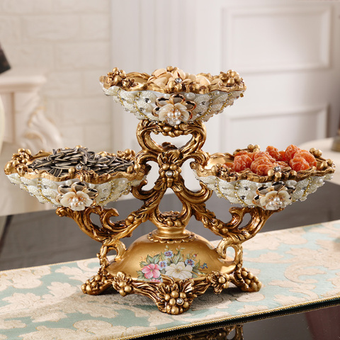 European Luxury Diamond Fruit Plate Figurines Ashtray Tissue Box Reisn Ornaments Home Furnishing Decoration Crafts Wedding Gifts ► Photo 1/6