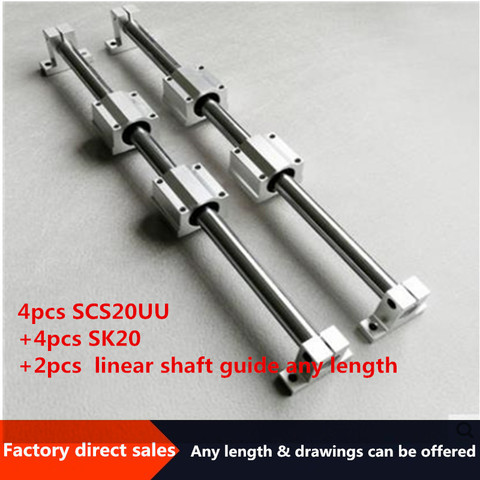 round linear rail 20mm linear shaft + linear bearing housing SCS20UU + linear rail clamp SK20 for linear guide 3d printer ► Photo 1/4
