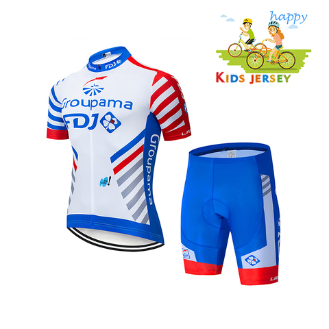 High quality Kids Cycling Clothing 2022 FDJ Summer Kids Jersey Set Biking Suit Short Sleeve Clothes MTB Children's Cycling Wear ► Photo 1/6