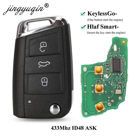 jingyuqin Keyless-go/Half Smart Remote Key 434MHz MQB ID48 for VW Seat Golf7 MK7 Touran Polo Tiguan 5G6959752AB BB 6V0959752D /Q ► Photo 1/6