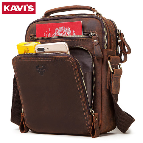 KAVIS Crazy Horse handbag Male Messenger bag for Briefcase Male Crossbody Hand Sling O handles Tote and Purses Shoulder Bolsas ► Photo 1/6