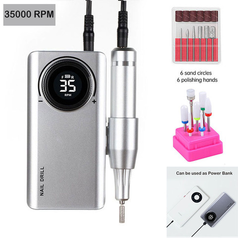 Rechargeable Portable Nail Drill Machine 35000 RPM Electric Nail File Manicure machine Set Professinal Nail sander for nail Art ► Photo 1/6