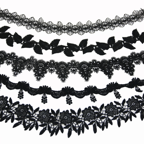 (1 yard) black cotton trim lace fabric Webbing Decoration Love gift ribbons crafts ► Photo 1/6