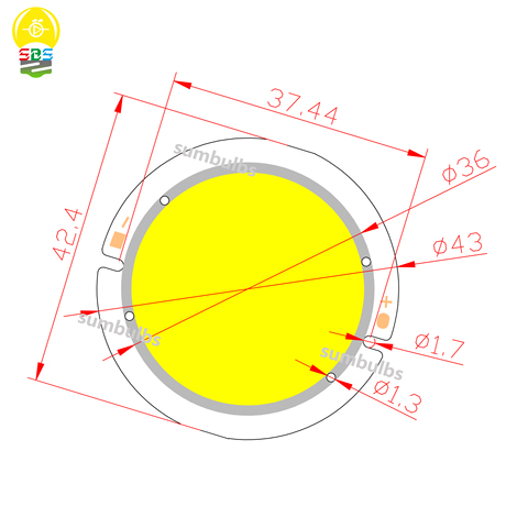 sumbulbs high bright led cob light source 43mm diameter thicken chip for led bulb lamp Round 3W 5W 7W warm cold natural blue ► Photo 1/6