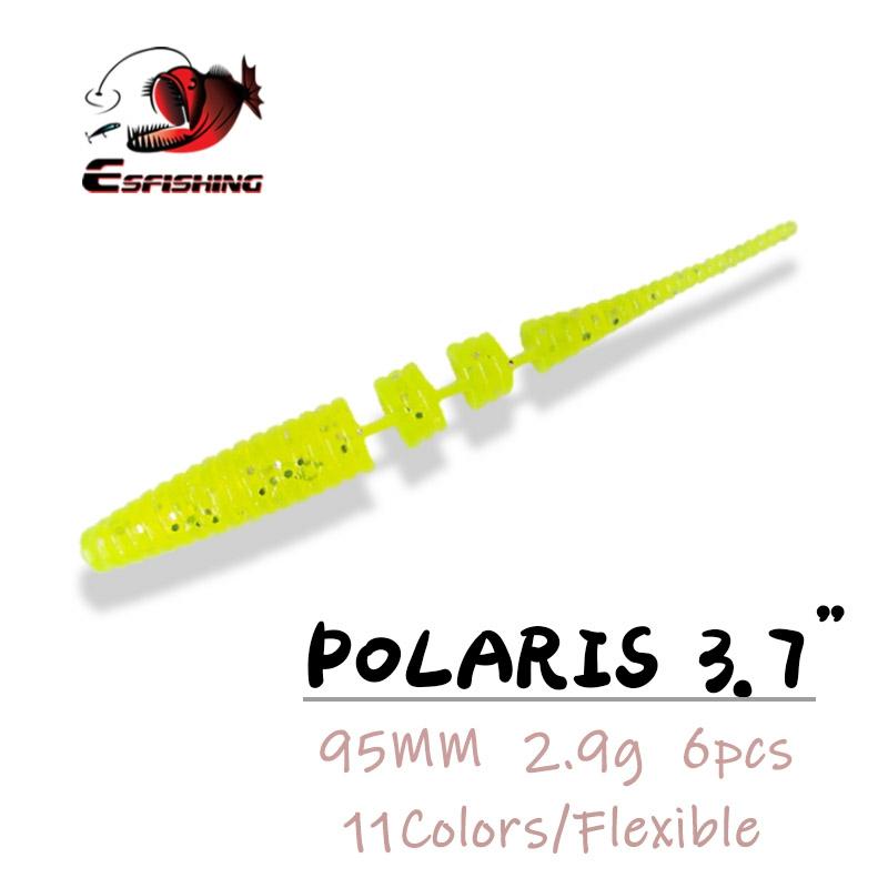 Esfishing 6pcs Worm Polaris 3.7