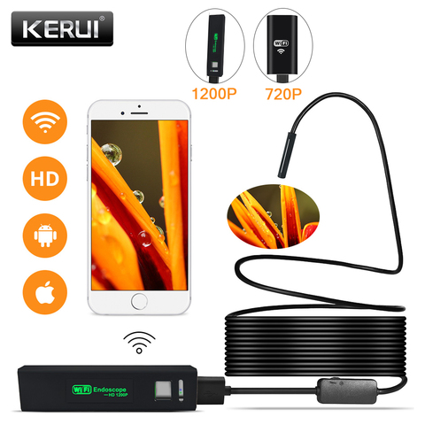 KERUI WIFI Endoscope Camera Mini Waterproof Soft Cable Inspection Camera 8mm 1M USB Endoscope Borescope IOS Endoscope For Iphone ► Photo 1/6