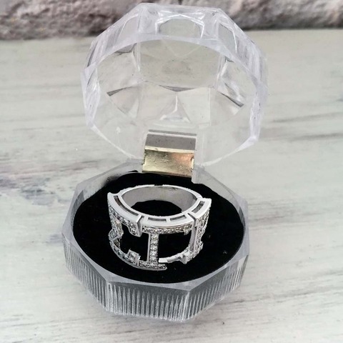 Topvekso Greece Greek Top quality Cubic zirconia  custom  ilver Sorority letter Finger Ring  Jewelry ► Photo 1/3