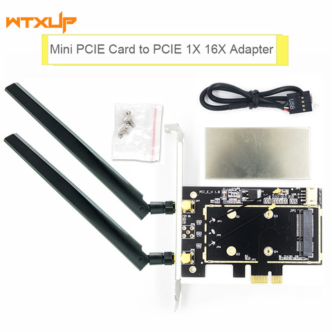 mini PCI-E pcie wifi card to Desktop PCIE PCI-Express Wireless Bluetooth Adapter Converter 2 X antenna for Intel 7260 3160 AC ► Photo 1/5