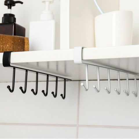 2022 New Hot Fashion 6 Hooks Metal Under Shelf Mug Cup Cupboard Kitchen Organiser Hanging Rack Holder ► Photo 1/6