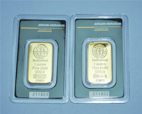 1oz Switzerland Argor-Heraeus Gold Bar 24k Gold-Plated High Quality Non-Magnetic Independent Serial Number Business Gift Collect ► Photo 1/6