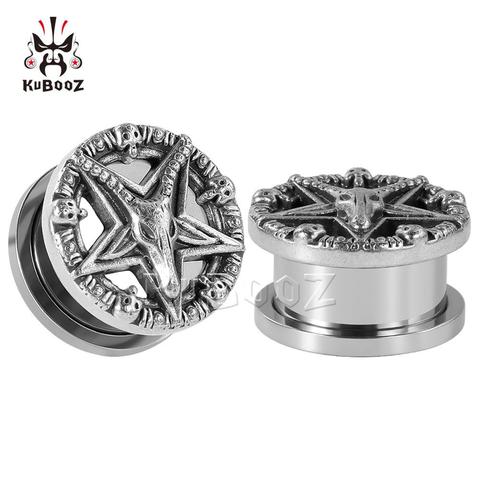 Hot pentagon logo tunnels piercing ear plugs body jewelry expanders sell by pair fashion unsex gift 8mm to 25mm ► Photo 1/6