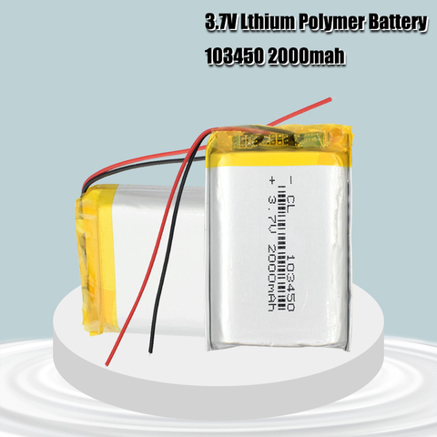 3.7V 2000mAh 103450 Lipo Polymer Lithium Rechargeable Battery For GPS navigator MP5 GPS Bluetooth Speaker headset e-book camera ► Photo 1/6