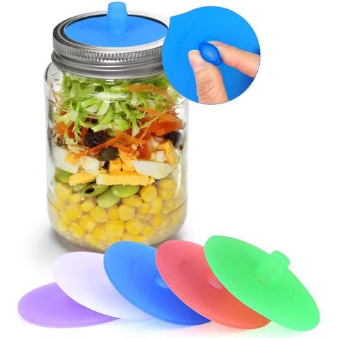5Pcs Silicone Waterless Fermenting Airlock Lids Covers Stainless Steel Band for Wide Mouth Mason Jar Sealed Lid Kitchen Supplies ► Photo 1/6